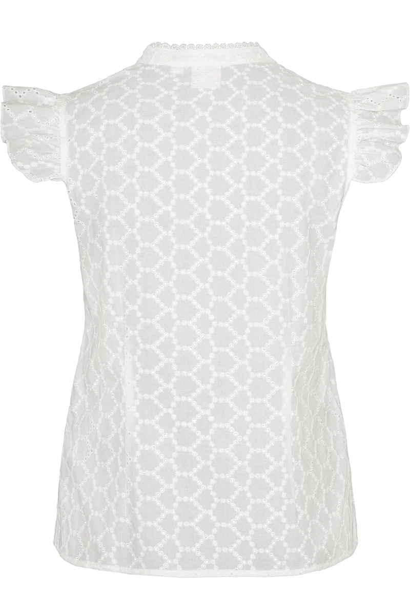 Damen Trachtenbluse mit Flügelarm und Lochmuster