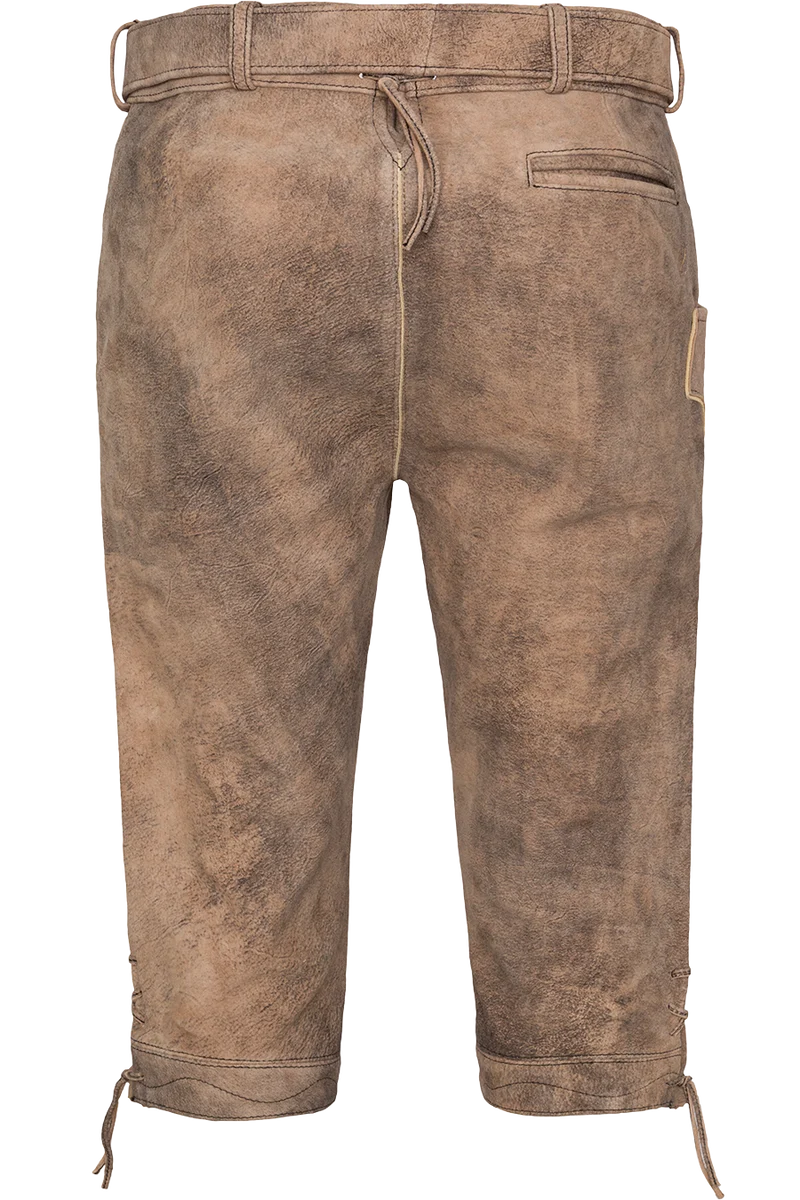 Herren Lederhose Kniebund bestickt mit Gürtel