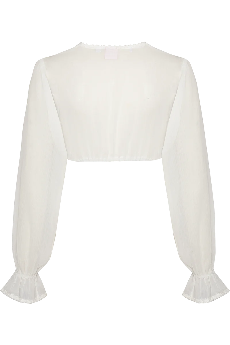 Dirndlbluse transparent mit weiten langen Ärmeln