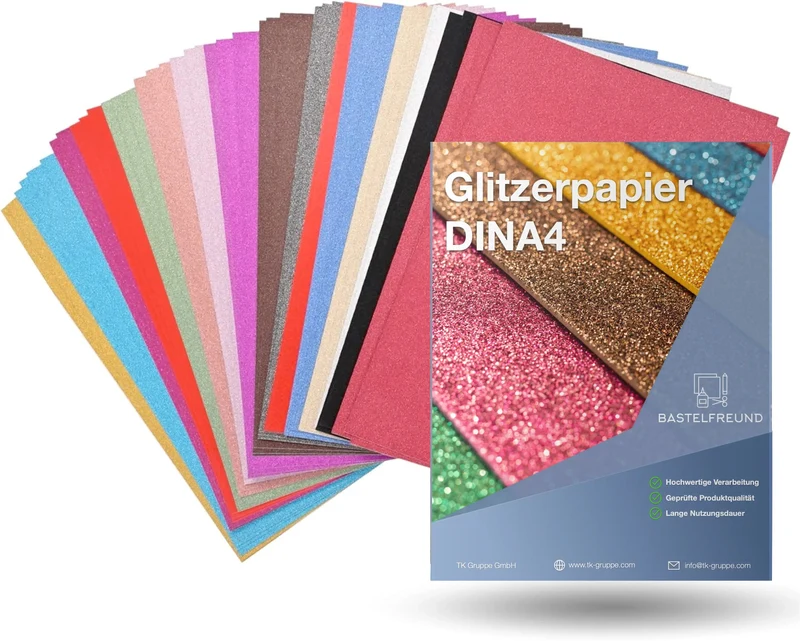 35x Blatt Papier Glitzerpapier Glitterpapier 250 g/m² - A4 Kopierpapier Druckerpapier bunt - 35 Blatt - zum Basteln & gestalten - Bastelpapier Tonkart