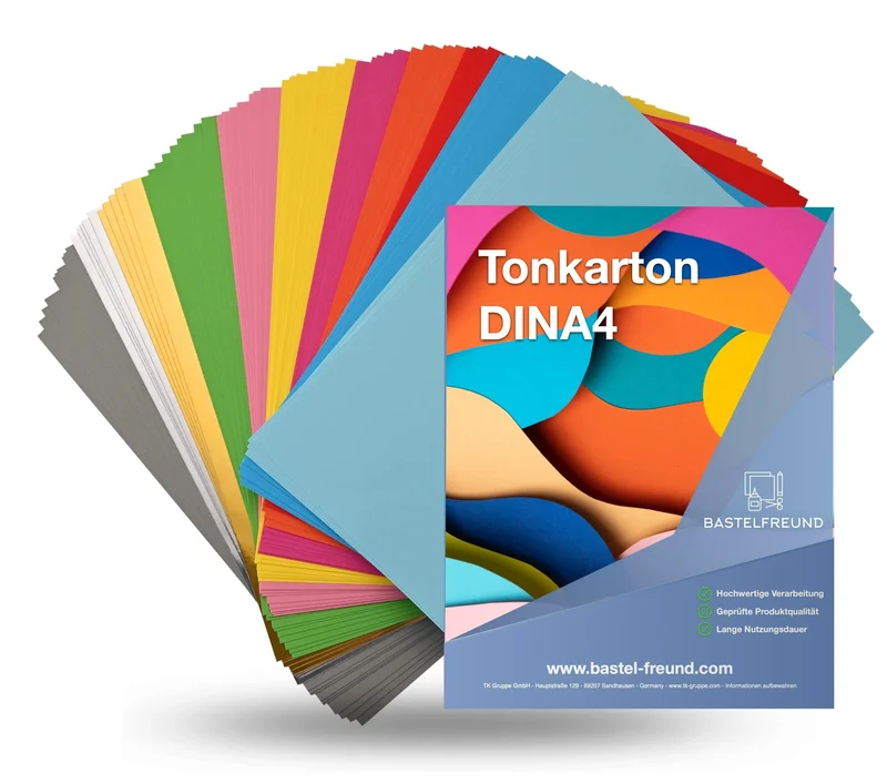 50 Blatt Papier Tonpapier Buntpapier 220 g/m² - A4 Kopierpapier Druckerpapier bunt - 50 Blatt - zum Basteln & gestalten - Bastelpapier Tonkarton Pappe