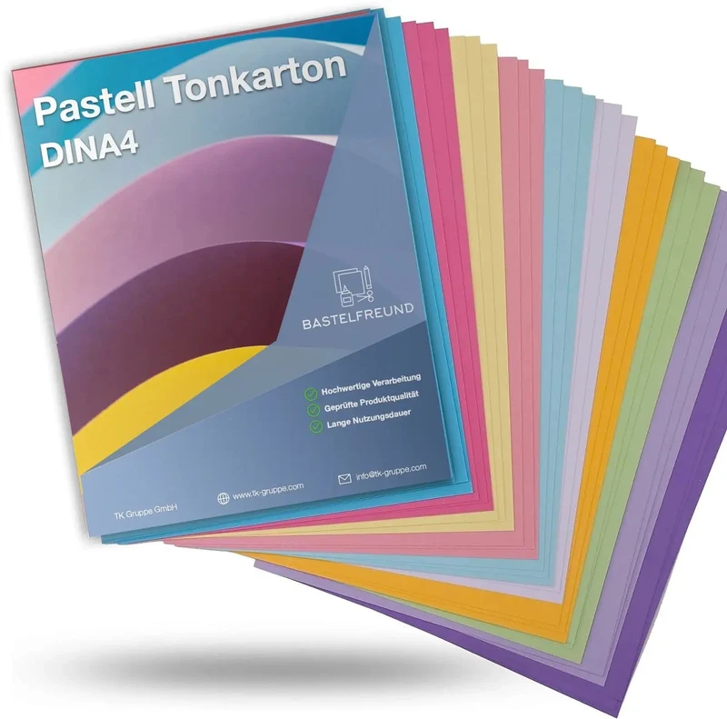 54 Blatt - Papier Pastell Pastellpapier Buntpapier 300 g/m² - A4 Kopierpapier Druckerpapier bunt - 54 Blatt - zum Basteln & gestalten - Bastelpapier T