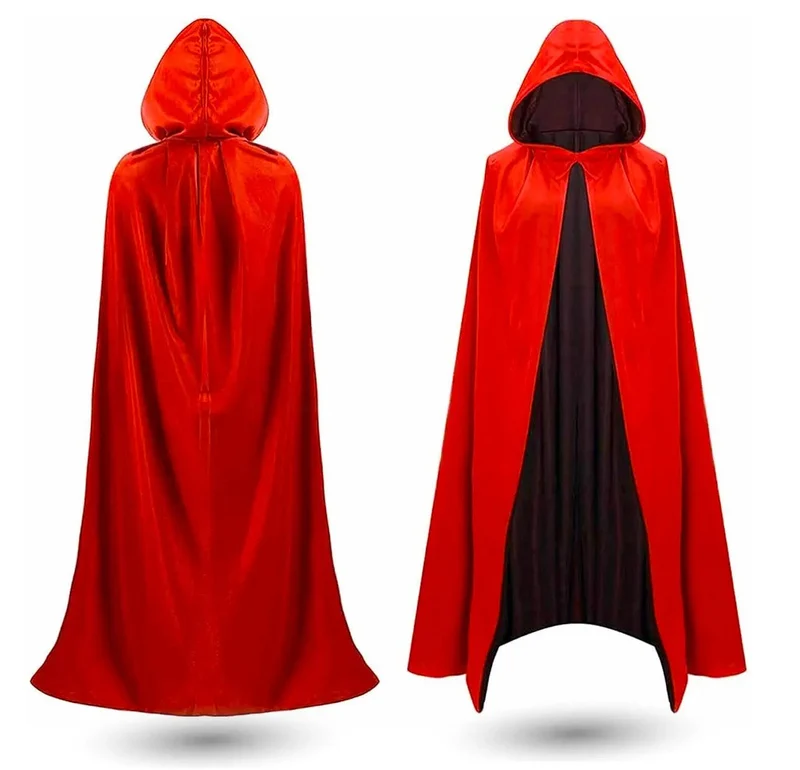 Halloween Vampir Kostüm Umhang - rot & schwarz - Kaputzenumhang für Kinder & Erwachsene - Damen & Herren