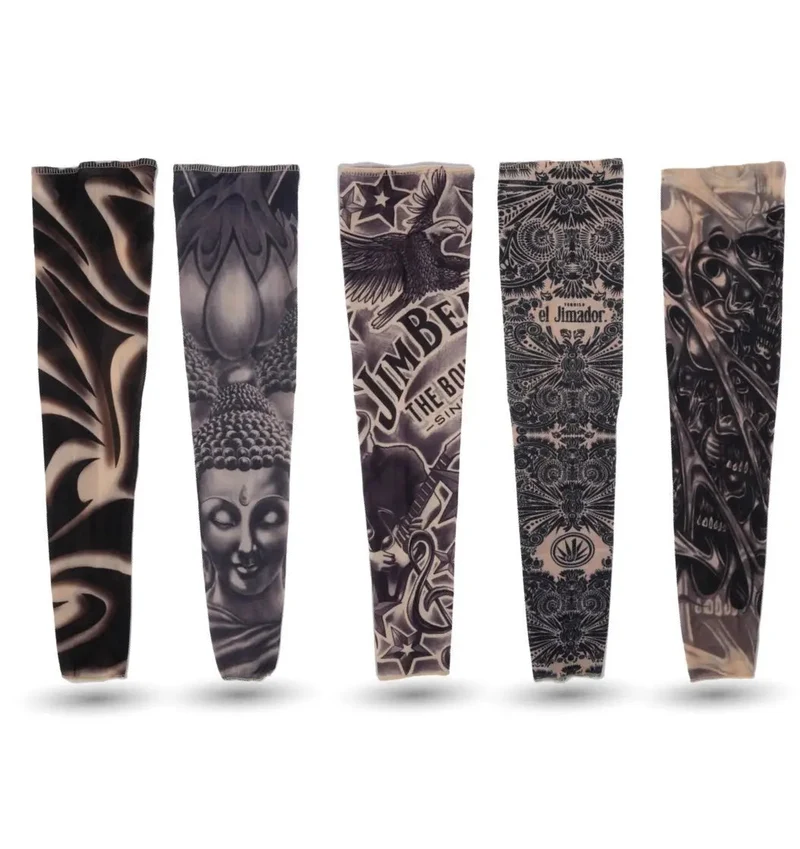 5x Tattoo Ärmel Tattoo Strumpf aus Nylon - täuschend echt -Armstrumpf für Fasching & Karnival & Halloween - Rocker