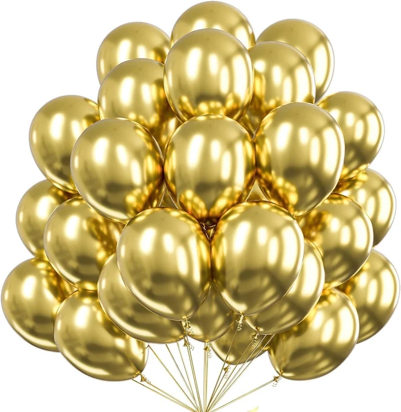 50x Luftballons Gold Ø 35 cm - Kein Plastik -100 % Bio & recyclebar - Helium geeignet metallic Deko Dekoration zur Befüllung mit Ballongas (Gold)