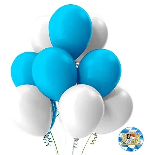 50x Luftballons Ø 35 cm Mix weiß & blau als Deko Dekoration für Ihr Okotberfest Dahoum Wiesn, Canstatter WASN (50x Luftballons)