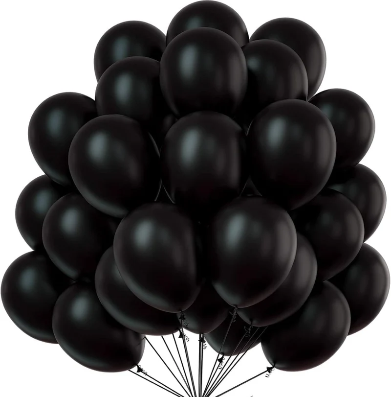 50x Luftballons schwarz Ø 35 cm - Helium geeignet - Kein Plastik -100 % Bio & recyclebar - Deko Dekoration zur Befüllung mit Ballongas (schwarz)