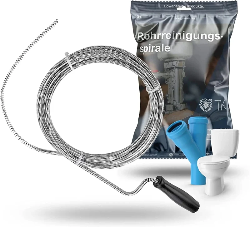 Rohrreinigungsspirale Ø 6 mm 300 cm - Rohrspirale - Spirale - Reinigungspirale Abflusspirale zur Rohrreinigung Rohreiniger bei Verstopfung für WC & Ab