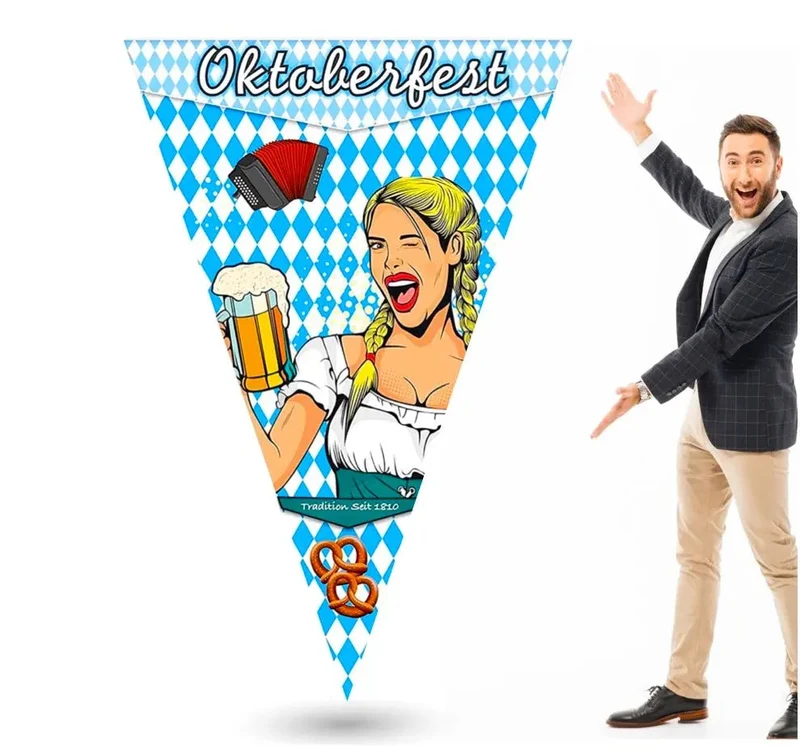XXL 150 x 90 cm Wimpel Dreieck Wiesn Deko Dekoration zum Aufhängen für Ihr Oktoberfest Dahoam (Wimpel)