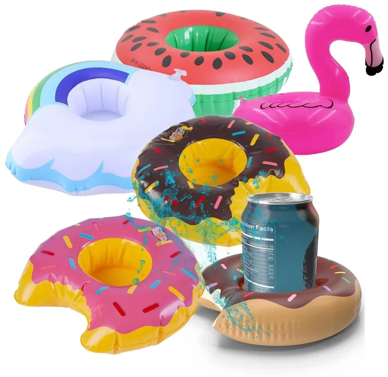 6X Getränkehalter Mix aufblasbar Luftmatratze Schwimmring Schwimmreif für Pool, Wasser, Cocktailhalter, Bierhalter, Becher, Dosenhalter, Becherhalter