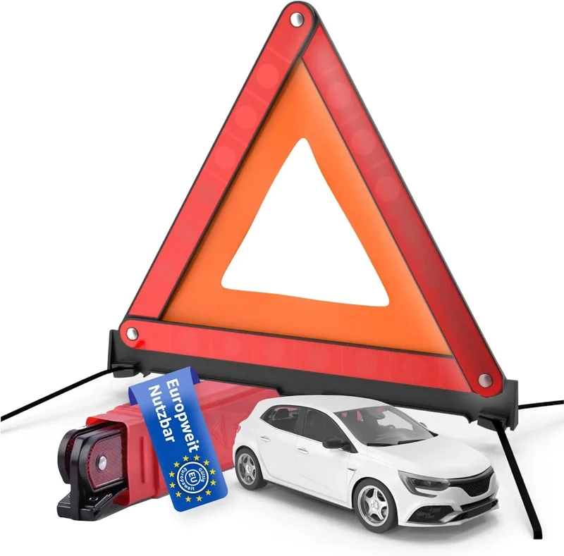 KFZ Warndreieck rot, Dreieck Pannendreieck Auto Triangle EN ISO 20471 EU - Zulassung Österreich & Deutschland für Unfall & Pannen