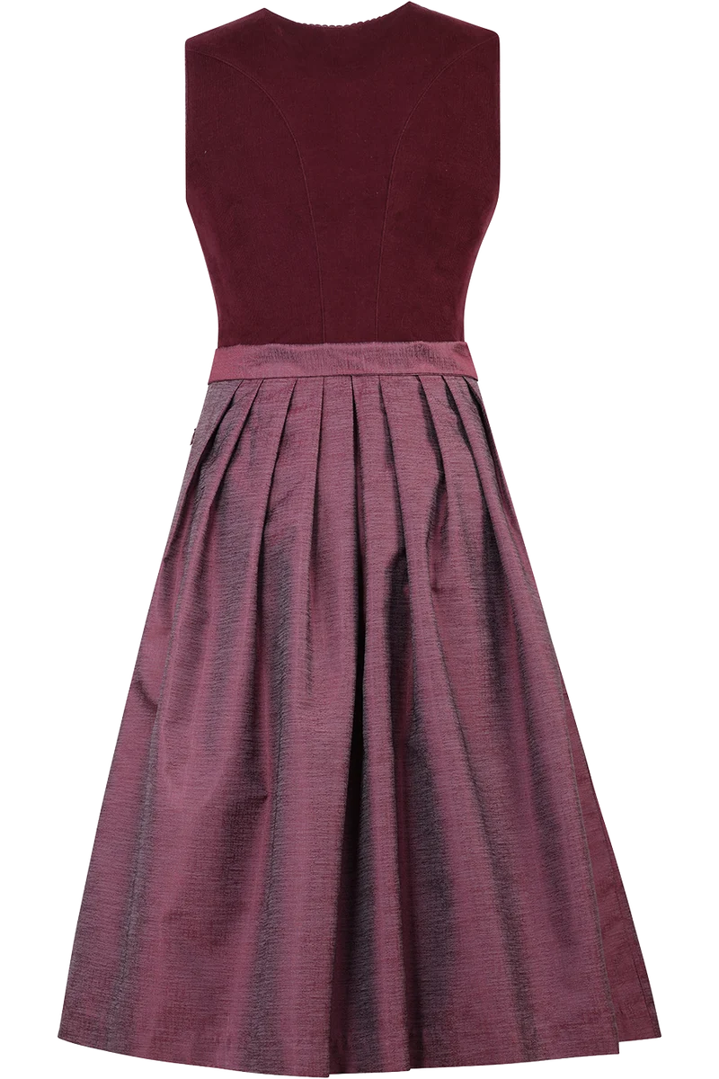 Monochromes Cord-Dirndl in Midilänge
