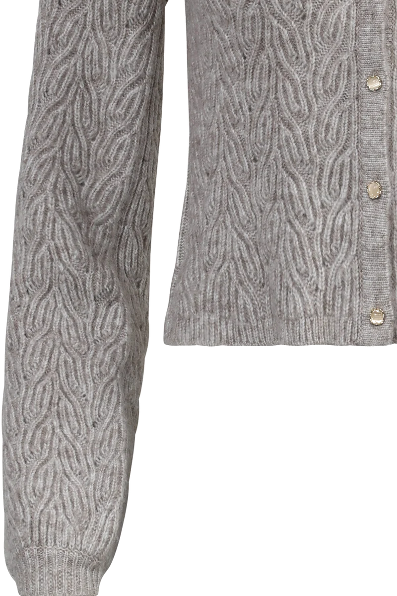 Damen Trachtenjacke mit Strickmuster und weiten Ärmeln - beige melange