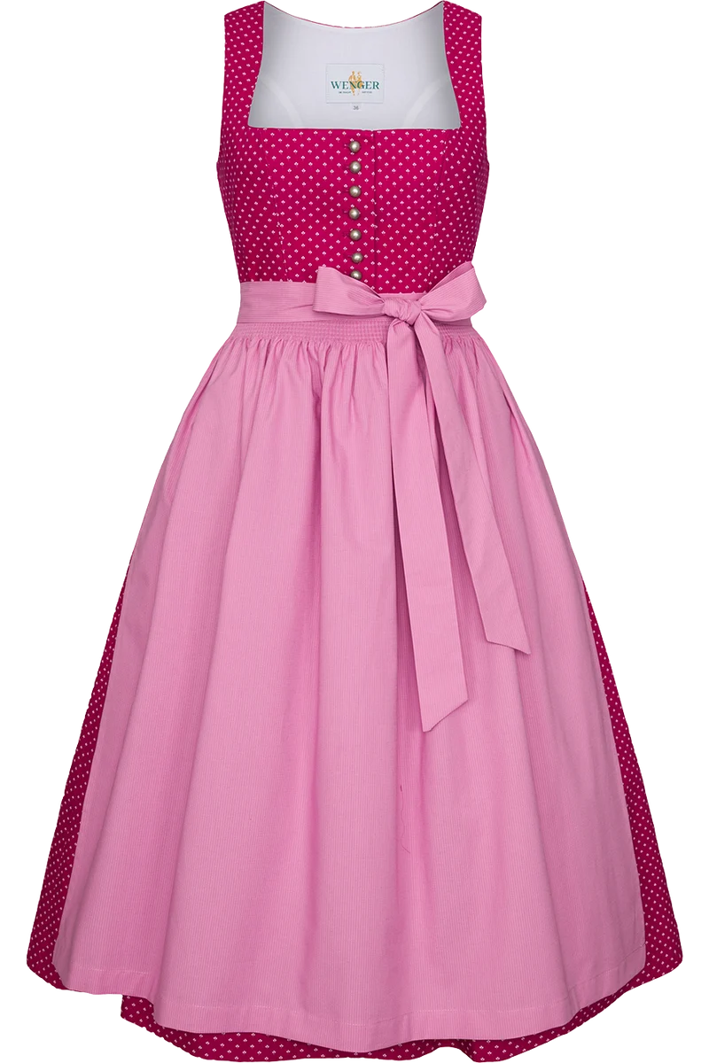 Langes Dirndl aus reiner Baumwolle - beere