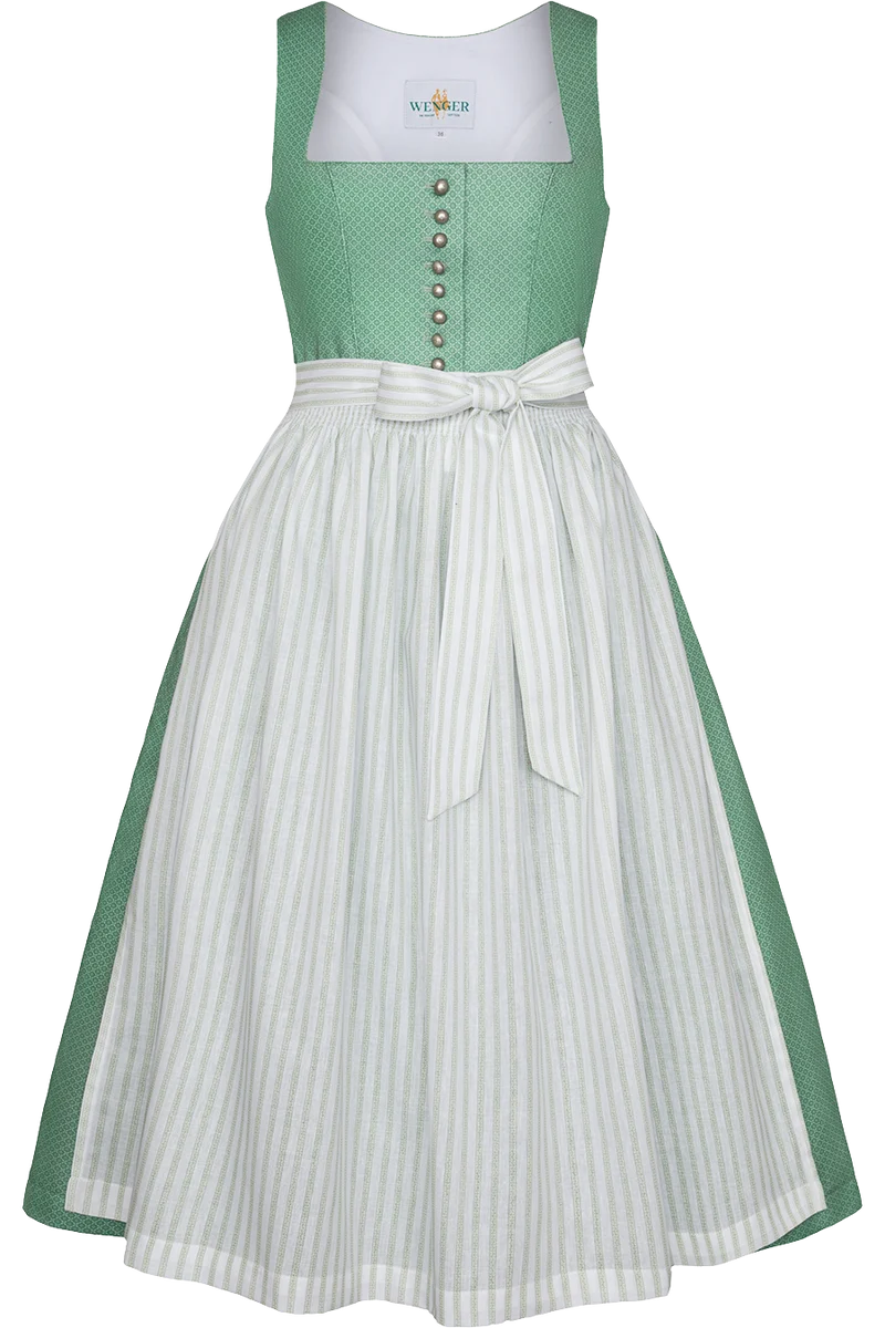 Baumwolldirndl lang mit Baumwoll-Leinen-Schürze