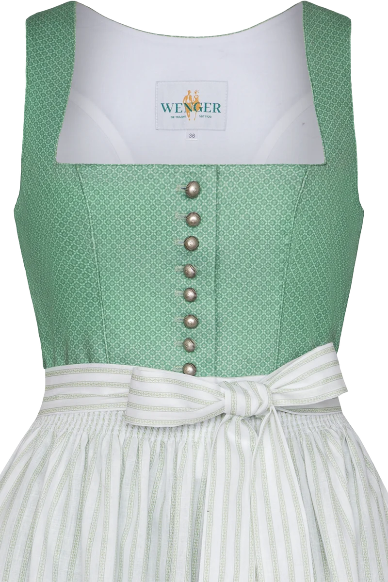 Baumwolldirndl lang mit Baumwoll-Leinen-Schürze