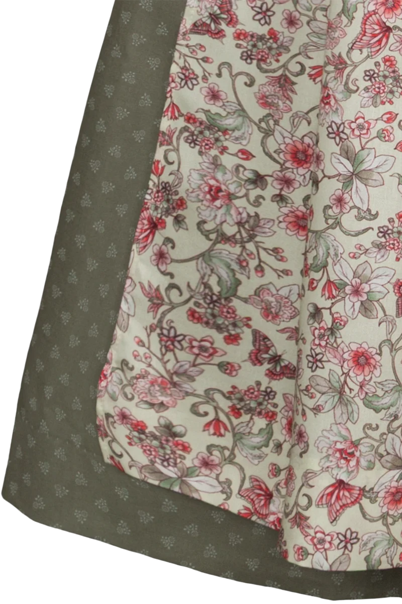 Langes Dirndl mit Leinen und Perlmuttknöpfen