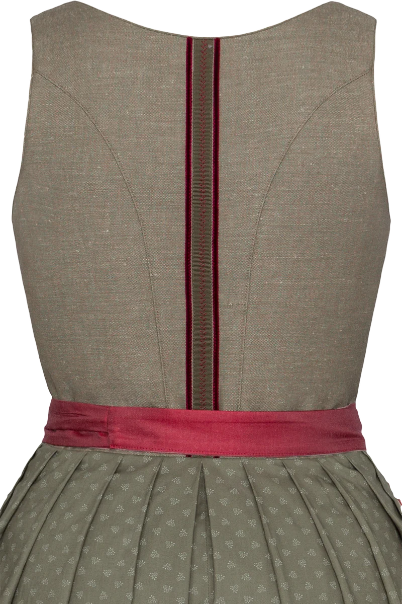 Langes Dirndl mit Leinen und Perlmuttknöpfen