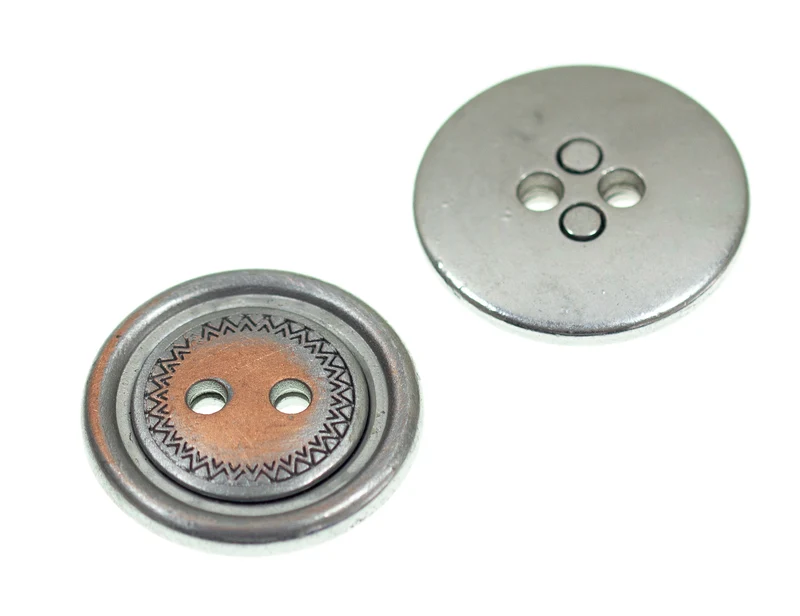 Metallknopf Bicolor Silber – 2-Loch MK-137SK