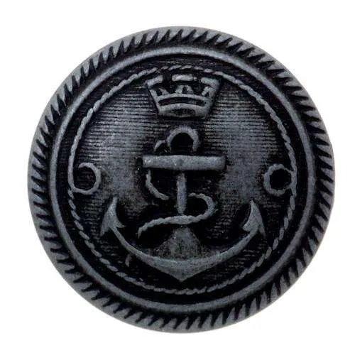 Metallknopf Ankermotiv Grau – Maritimer Knopf MK-1384AS