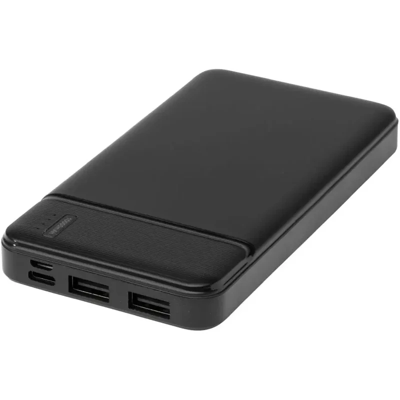 Umweltfreundliche 10.000mAh Powerbank aus recyceltem Kunststoff - Schwarze Loop Mobile Ladegerät
