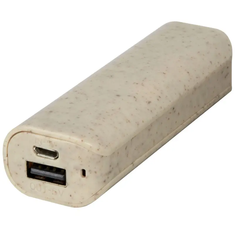 Yoko 1200 mAh Powerbank aus Weizenstroh - Beige, Umweltfreundliches Tragbares Ladegerät