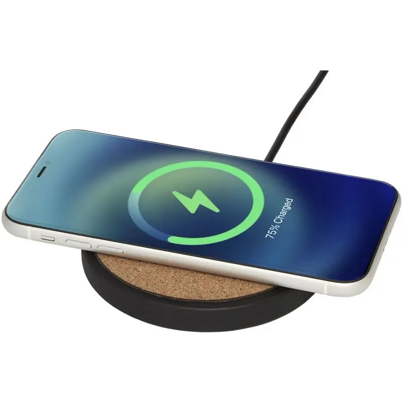 Kivi 10W Kabellose Ladestation aus Kalkstein/Kork - Schwarz/Natur