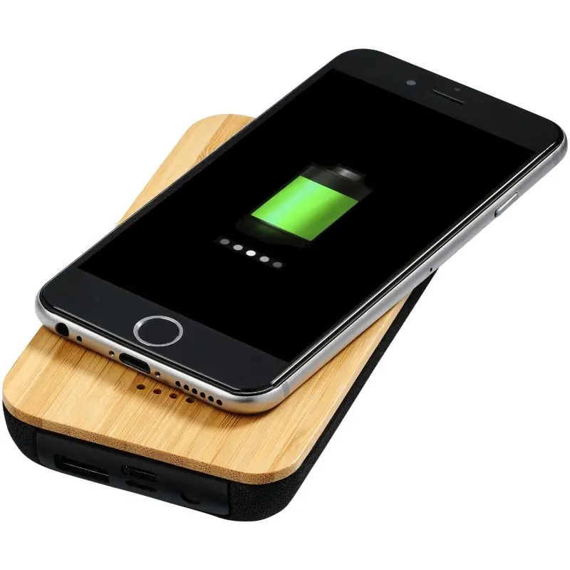 Future 6000mAh Kabellose Powerbank aus Bambus/Stoff - Natur/Schwarz