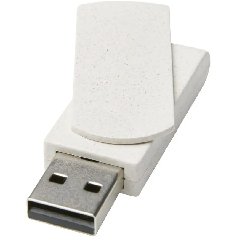 Drehbarer 8GB USB-Stick aus Weizenstroh - Beige