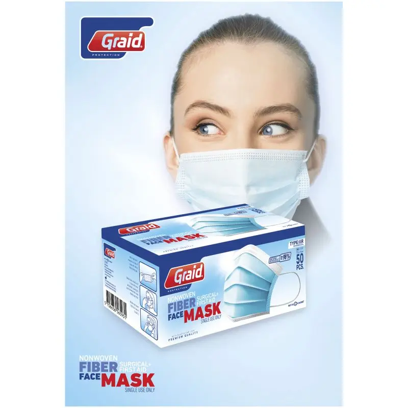 Medizinische Gesichtsmaske Typ IIR, Hellblau, 50 Stück