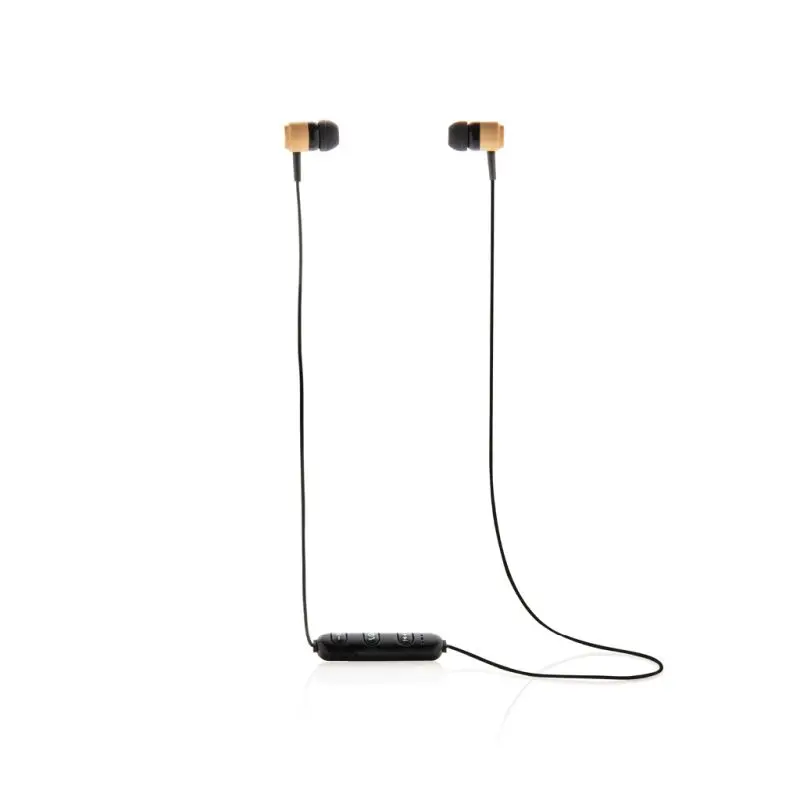 Nachhaltige kabellose Bambus-Ohrhörer - Braun & Schwarz Drahtlose Bluetooth-Kopfhörer
