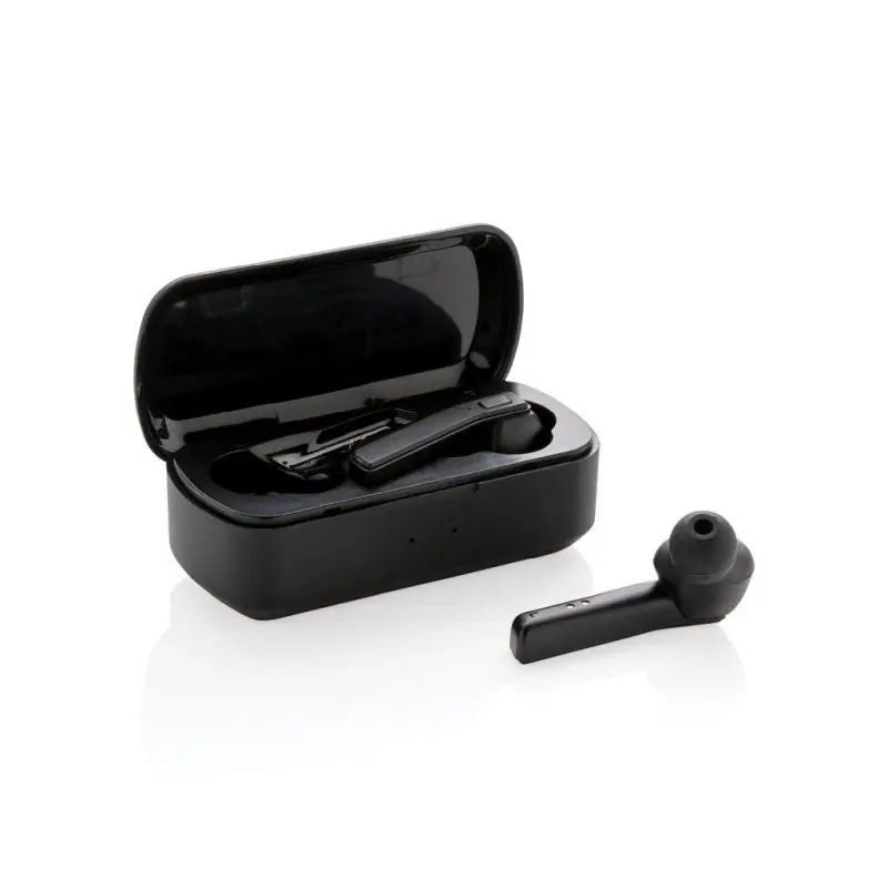 Kabellose Free Flow TWS Ohrhörer mit Ladebox - Schwarz Drahtlose Earbuds mit Ladestation