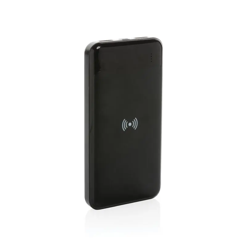 Kabellose Powerbank aus RCS-zertifiziertem recyceltem Kunststoff - Tragbares Ladegerät - Schwarz