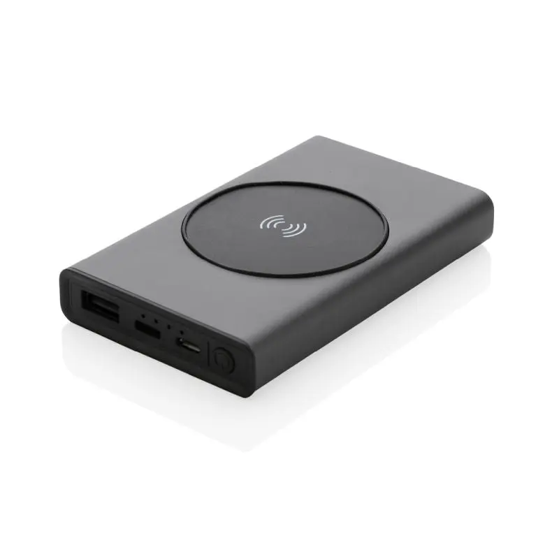 Terra 5000mAh Powerbank aus RCS Aluminium, 5W kabellos - Grau Öko-Freundliche Energiequelle