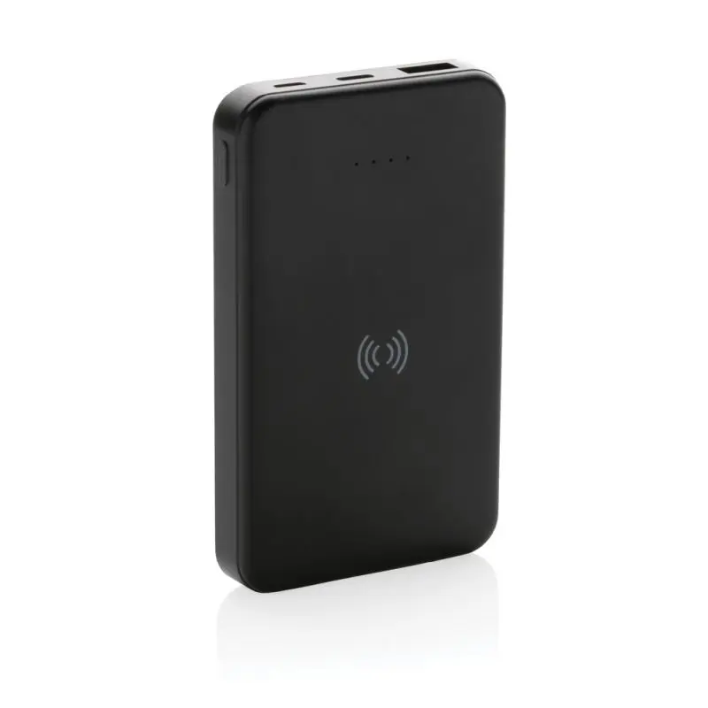 5W Kabellose Powerbank 5.000 mAh aus RCS recyceltem Kunststoff - Schwarz