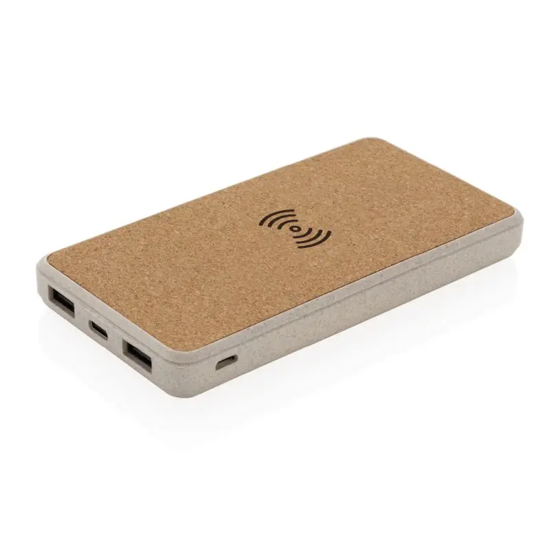 Kork-Weizen Kabellose Powerbank 8000mAh - Umweltbewusstes Khaki