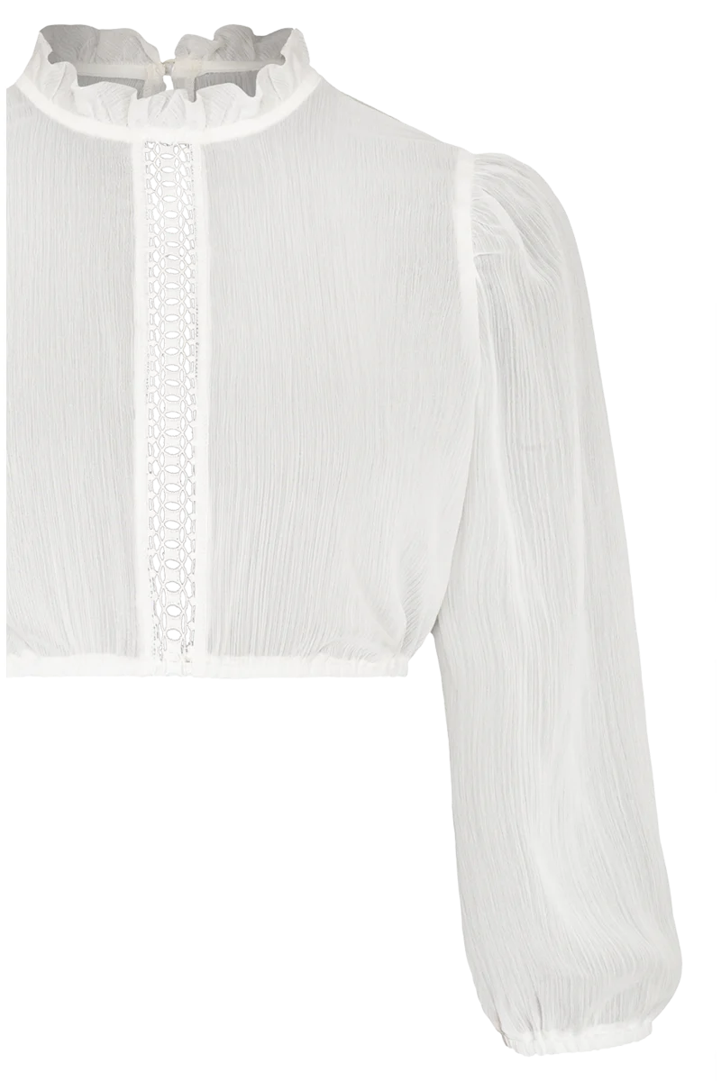Dirndlbluse mit hochgeschlossenem Ausschnitt und 3/4-Ärmeln