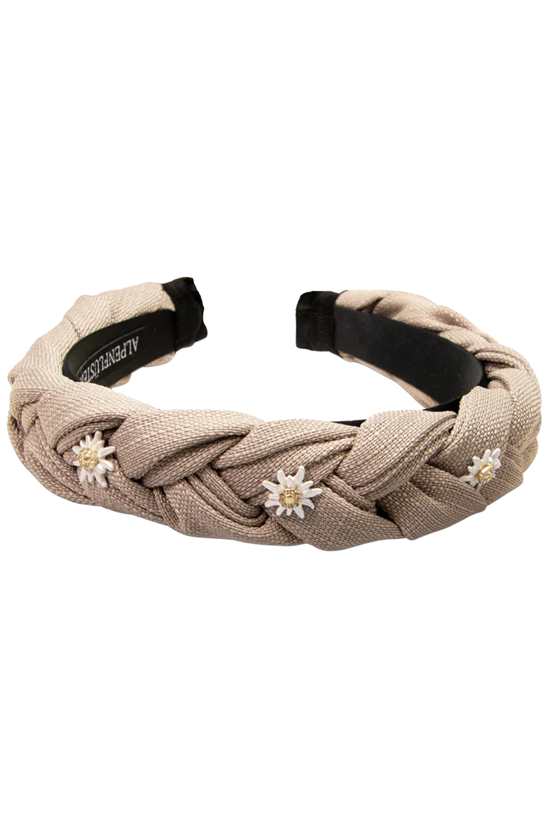 Haarreif geflochten mit Edelweiß-Blüten