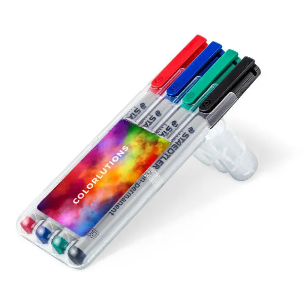 STAEDTLER Lumocolor B-Box, 4 Nicht-Permanente Marker - Transparent