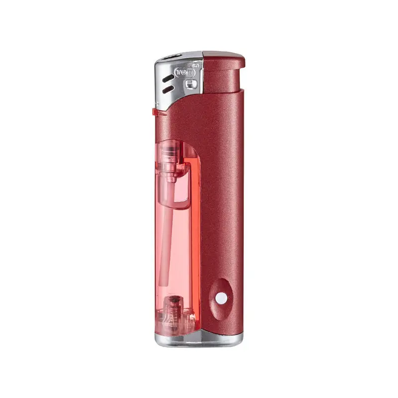 TOM Elektronik-Feuerzeug EB-17 LED - Metallic Rot – Stilvoll, beleuchtet, zuverlässig