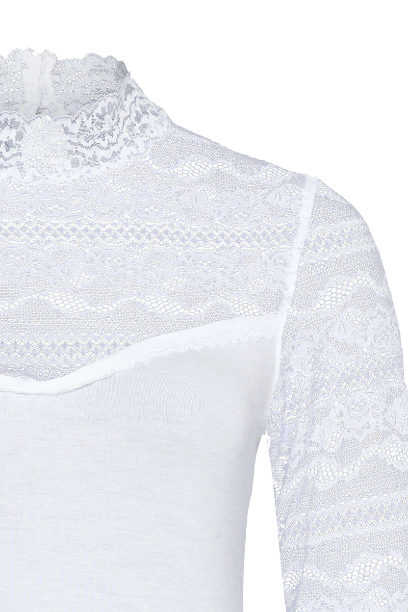 Damen Trachten-Longshirt mit Spitze und Stehkragen