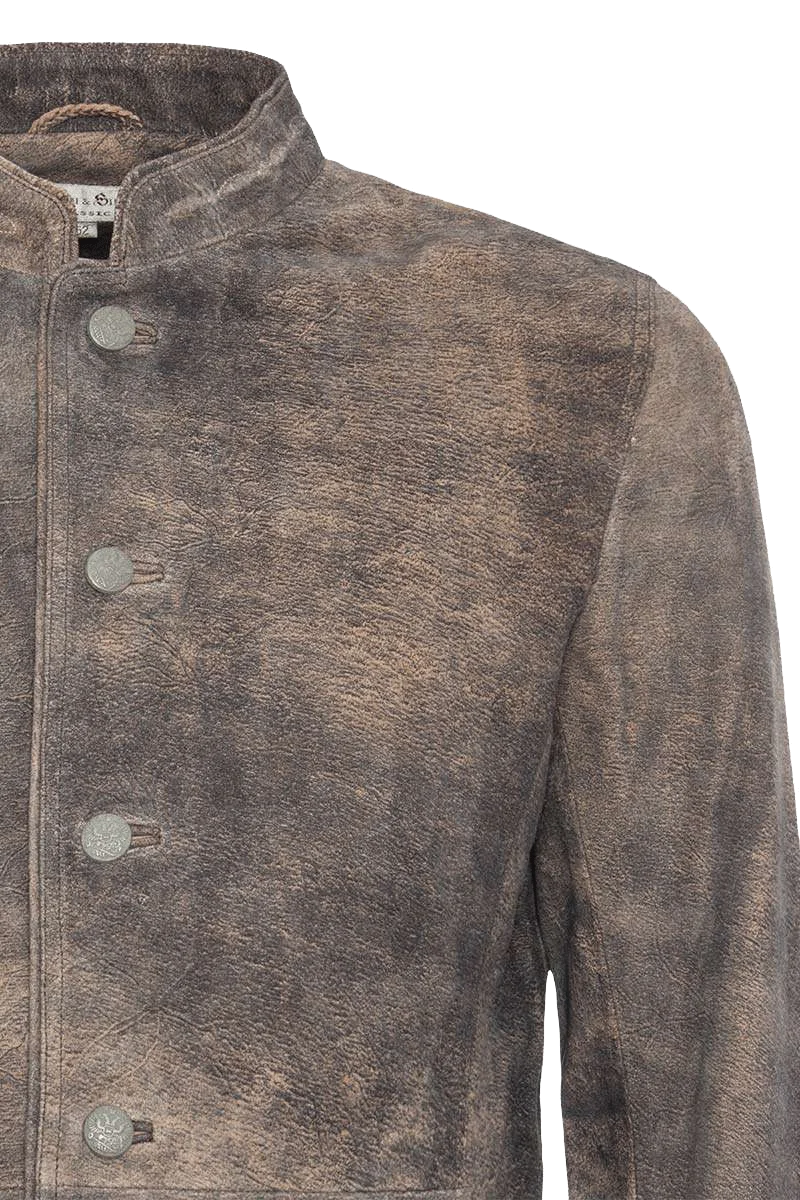 Trachten Lederjacke mit Stehkragen