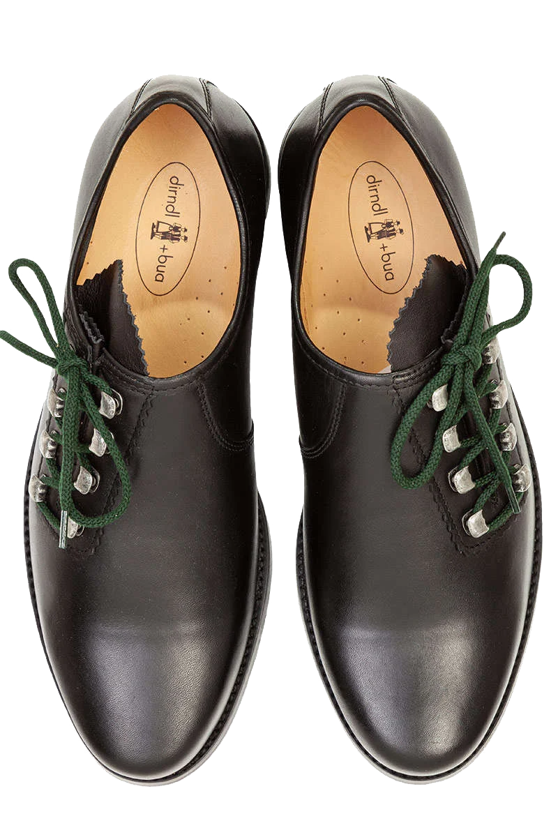 Trachten Haferl-Schuh mit grünem Schnürsenkel