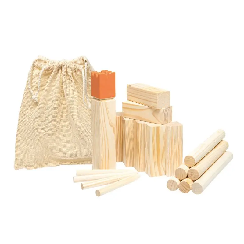 Wikinger Wurfspiel KUBB - Braun: Traditionelles Spiel für stundenlangen Outdoor-Spaß