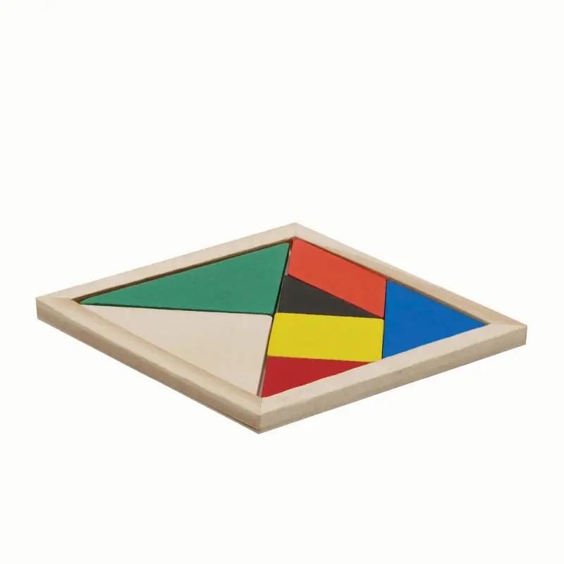 TANGRAM BASE Farbenreiches Holz-Puzzle - Kreatives Lernspielzeug für Formen und Muster