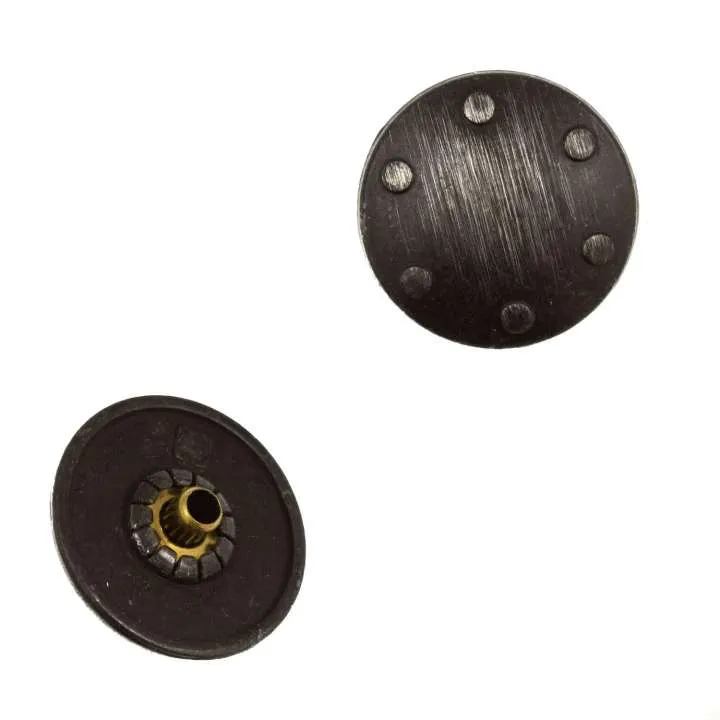 Druckknopf Punkte Grau Schwarz – Metallknopf NK-113