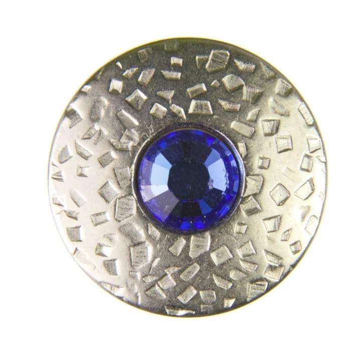 Druckknopf Swarovski Crystal Saphir Silberfarben 20 mm – Metallknopf NK-17