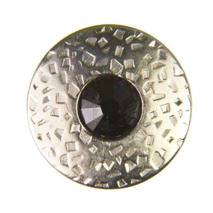 Druckknopf mit Swarovski Kristall Jet Silberfarben 20 mm – Metallknopf NK-17