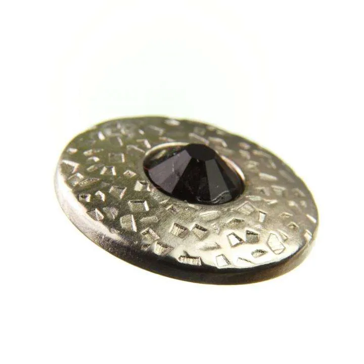 Druckknopf mit Swarovski Kristall Jet Silberfarben 20 mm – Metallknopf NK-17
