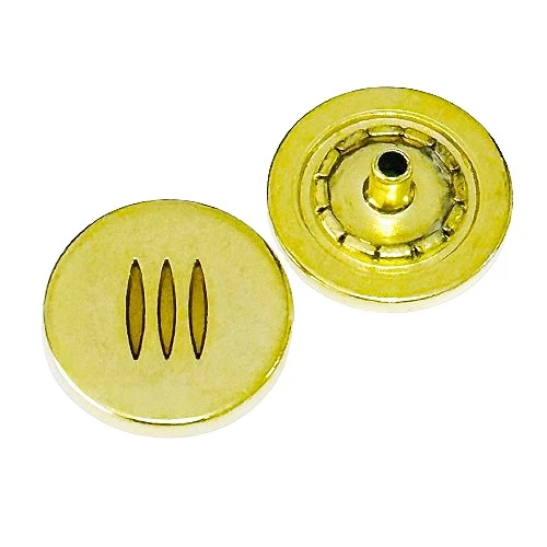 Druckknopf Strichmuster Gold Ocker – Metallknopf NK-220
